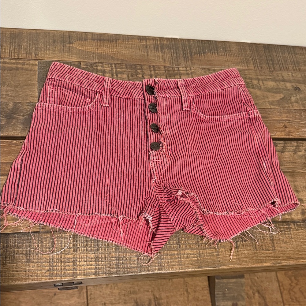 Hudson Jeans Red Striped Jean Shorts